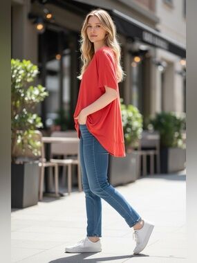 Time and Tru Coral Short Sleeve Tee